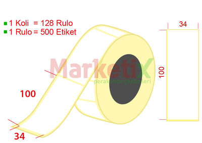 34x100 mm Barkod Etiketi Baskısız - 1